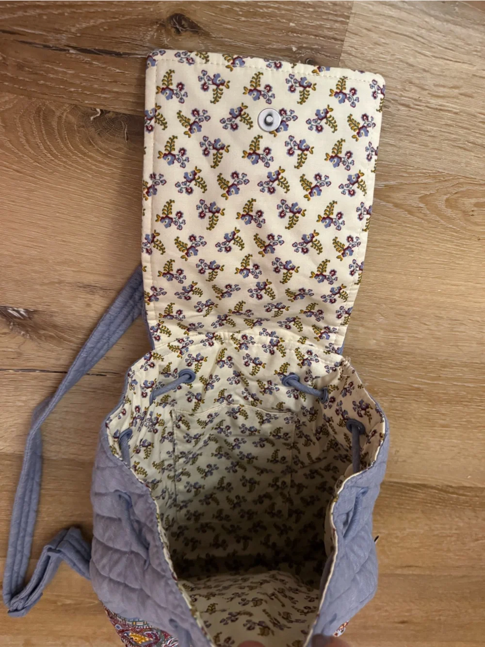 Vera Bradley Denim-Color Blue Quilted Drawstring Backpack